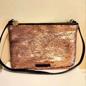 New Armani Exchange AX Rose Gold Sequined Pouch/Shoulder Bag Ret.$80